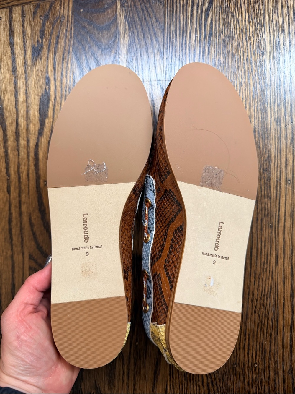 Larroude Cyprus Boat Shoe In Oud, Maya and Lemonade Python Embossed Leather 9 - Picture 4 of 5